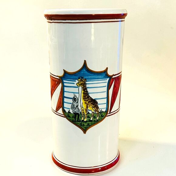 Fratelli Mari Deruta Giraffa Utensil Holder or Wine Chiller Hand Painted Giraffe